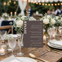 Bold Typography Brown Simple Wedding Dinner  Meny