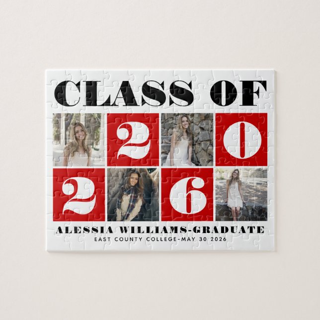 Bold typography Class of 2026 photo collage red Pussel (Horisontell)