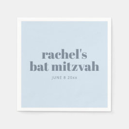 Bold Typography Cool Soft Blue Bat Mitzvah Name Pappersservett