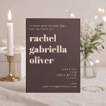 Bold Typography Earthy Brown Modern Bat Mitzvah Inbjudningar<br><div class="desc">This Bat Mitzvah invitation features bold modern typography paired with a warm brown background for a fresh, confident look. The layout highlights the honoree’s name while keeping event details clear and easy to read. Designed for families who love bold, modern design with a clean, timeless feel. Names, date, location, and...</div>