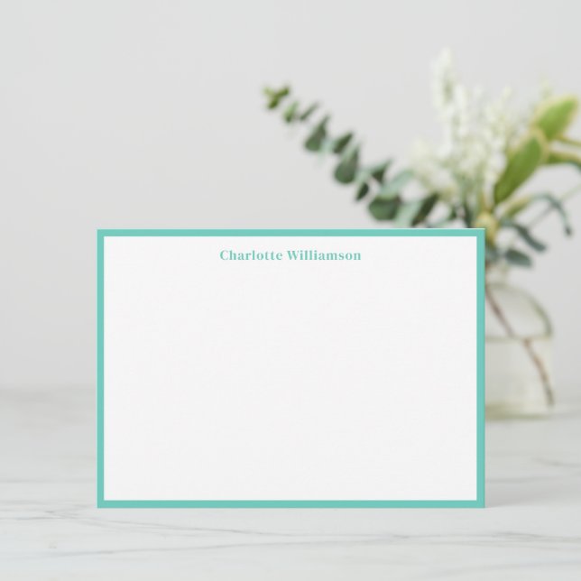 Bold Typography Personlig Namn Seafoam Gräns Tack Kort (Stående Fram)