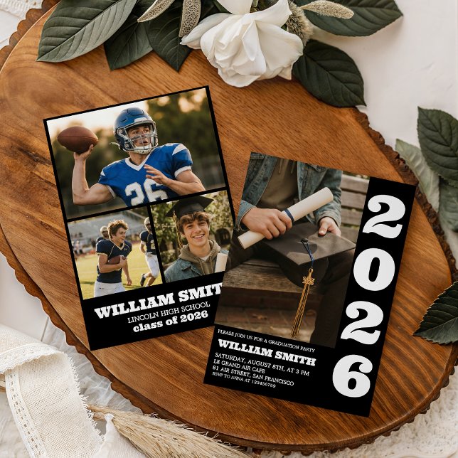 Bold Typography Photo Graduation Invite Inbjudningar (Skapare uppladdad)