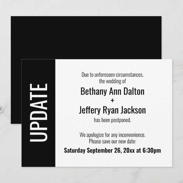 Bold Update uppskjuten avisering från Bröllop Inbjudningar (Fram/baksida)