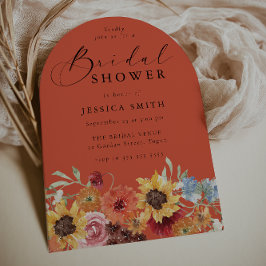 Bold Vibrant Floral Modern Arch Bridal Shower  Inbjudningar