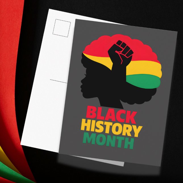 Bold Vibrant Pan African Silhouette Afro Woman  Vykort (Bold Vibrant Pan African Silhouette Afro Woman Postcard)