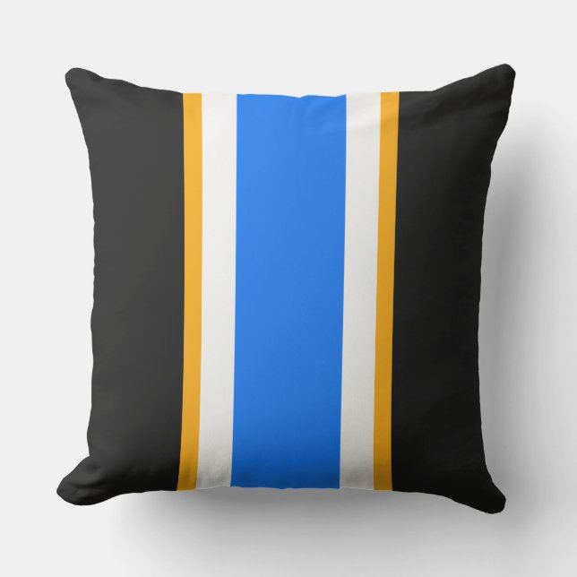 Bold, vit Gult, svart Tävla Rand Kudde (Framsida)