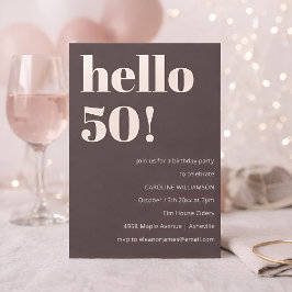 Bold Warm Brown Modern Chic 50th Birthday Party Inbjudningar