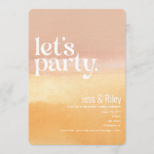 Bold Watercolor Låt oss inbjudan till Party-bröllo