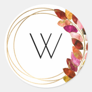 Bold Watercolor Löv monogram bröllopsförmån Runt Klistermärke