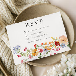 Bold Watercolor Wildflowers Wedding OSA Kort