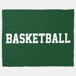 Bold White BASKETBALL Text On Deep Forest Green Fleecefilt