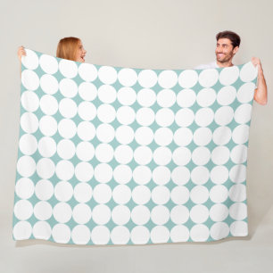 Bold White Polka dots Eggshell Blue Fleecefilt
