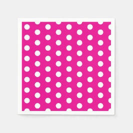 Bold White Polka Dots on Hot Pink Pappersservett