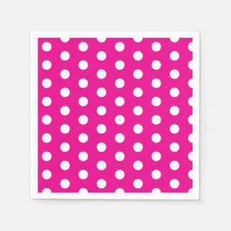 Bold White Polka Dots on Hot Pink Pappersservett