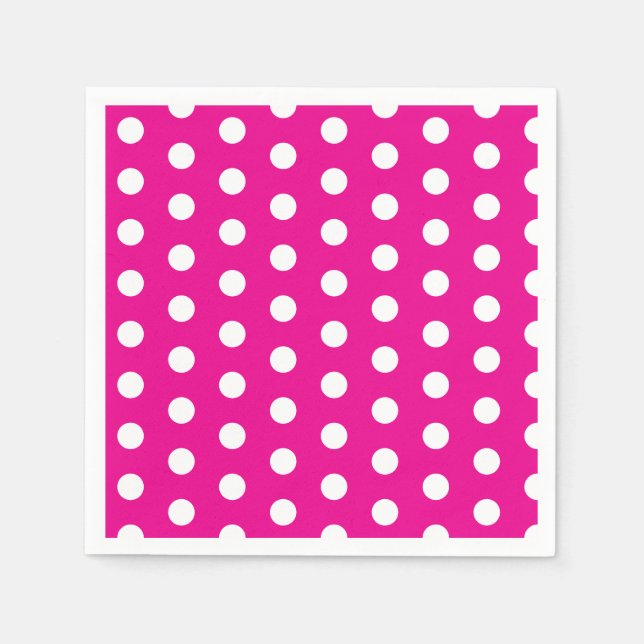 Bold White Polka Dots on Hot Pink Pappersservett (Framsidan)