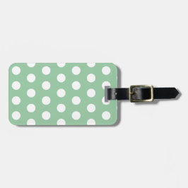 Bold White Polka Dots on Sage Green  Bagagebricka