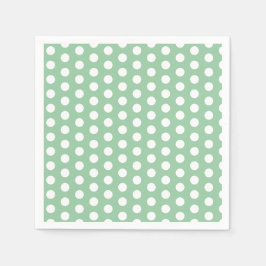 Bold White Polka Dots on Sage Green  Pappersservett