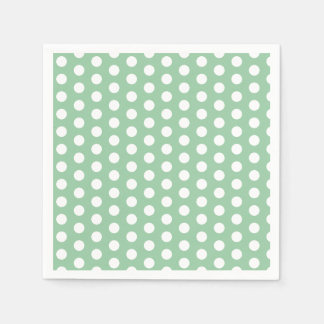 Bold White Polka Dots on Sage Green Pappersservett