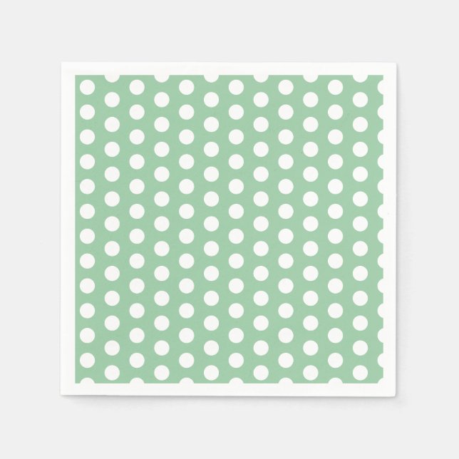 Bold White Polka Dots on Sage Green  Pappersservett (Framsidan)