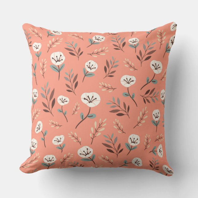 Bold White Poppies on Red Kudde (Framsida)