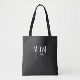 Bold White Script Black Established Mom Tygkasse