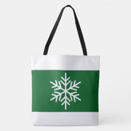 Bold Wide Forest Grönt White Rand Snowflake Tygkasse