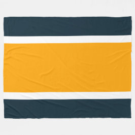 Bold Wide Gult White Rand Ocean Blue Kant Fleecefilt