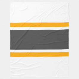 Bold Wide Mörk Grått Gult Vit Tävla Rand Fleecefilt