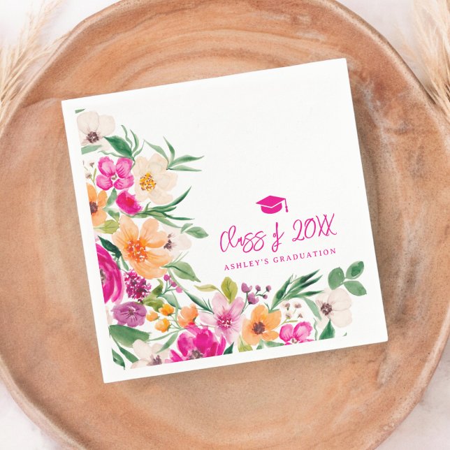 Bold wildblommor studenten pappersservett (Bright bold wildflowers graduation napkins)