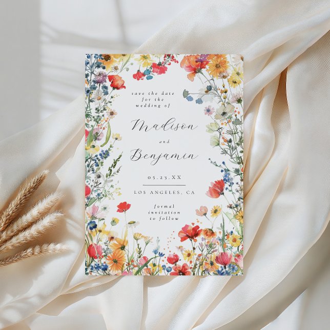 Bold Wildflower Wedding Save the Date Inbjudningar (Skapare uppladdad)
