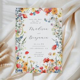 Bold Wildflower Wedding Save the Date Inbjudningar