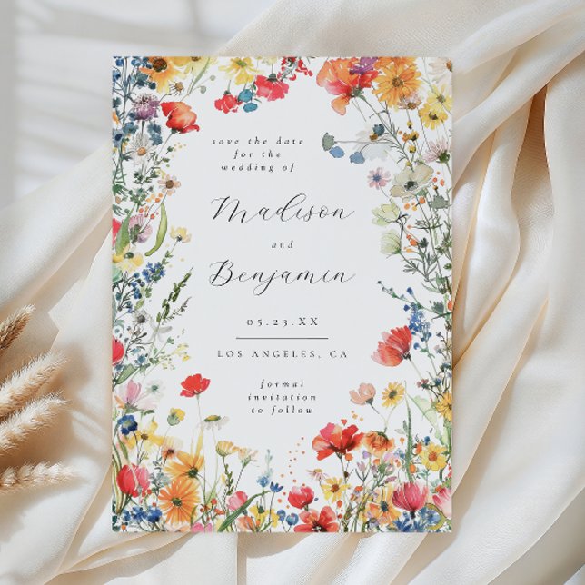 Bold Wildflower Wedding Save the Date Inbjudningar (Skapare uppladdad)