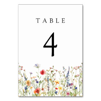 Bold Wildflower Wedding Table Number Bordsnummer