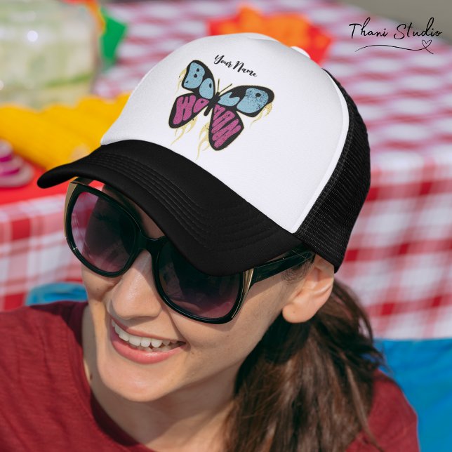 Bold Woman Personlig Namn Rustic Butterfly Keps (Skapare uppladdad)