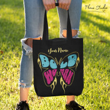 Bold Woman Personlig Namn Rustic Butterfly