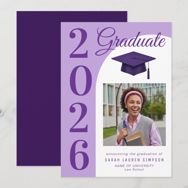 Bold year graduation photo announcement inbjudningar (Fram/baksida)