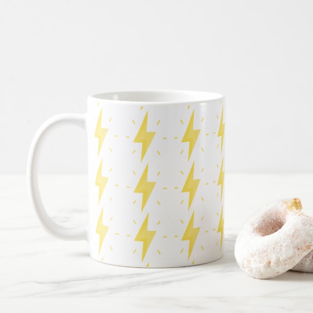 Bold Yellow Lightning Bolt Pattern Kaffemugg (Med munk)