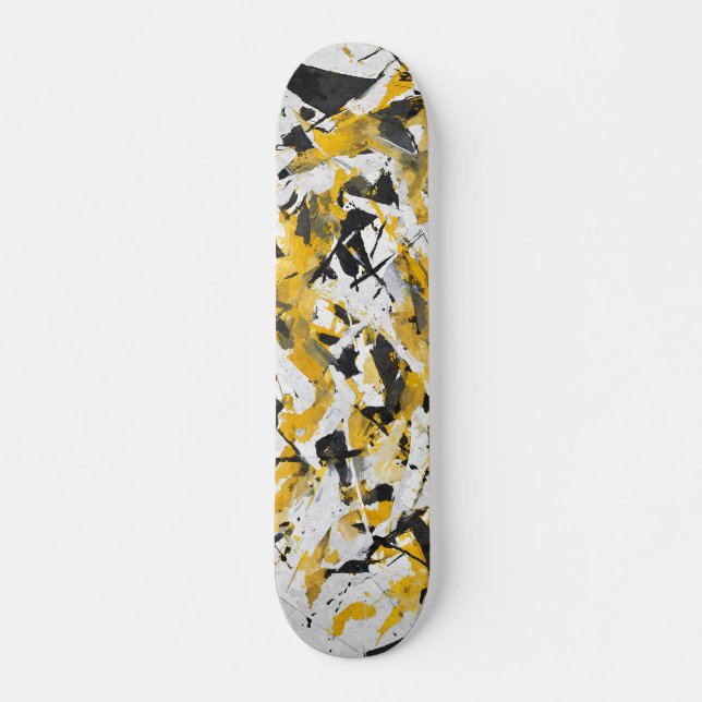 Bold Yellow Urban Camo Skateboard (Framsida)