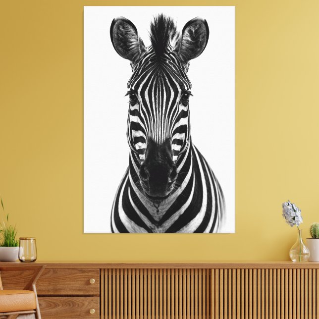 Bold Zebra Black White Canvas Print (Insitu (Vardagsrum))