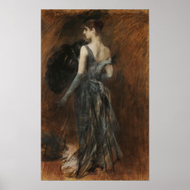 Boldini - Blond Dam i kväll Gown Poster