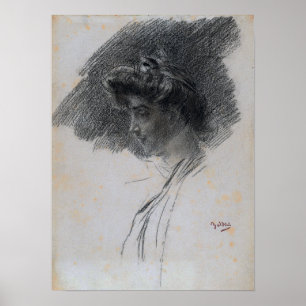 Boldini - Bystbild av en ung kvinna i profil Poster
