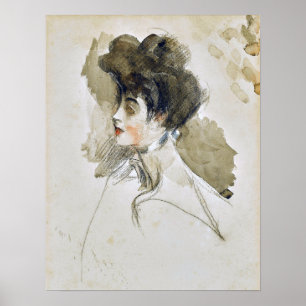 Boldini - chef för en kvinna som Tittar till Lämna Poster