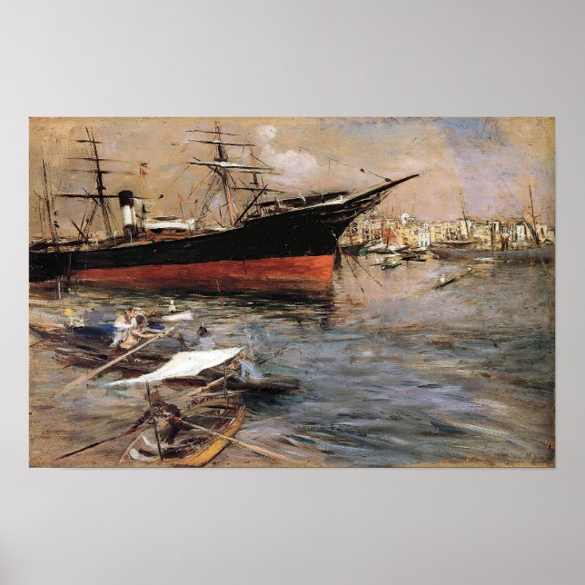 Boldini - Fartyg i San Marco-bassängen 1899 Poster (Framsidan)