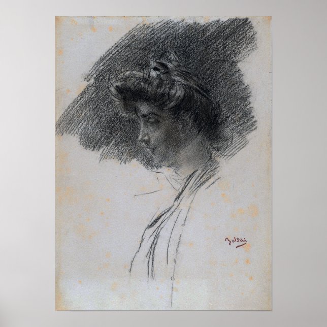 Boldini - Förstörelse av en ung kvinna i profil Poster (Framsidan)