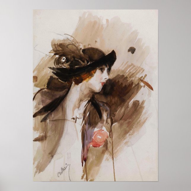 Boldini - Kvinna som bär en hatt 1905 Poster (Framsidan)