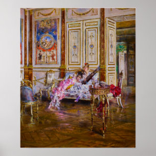 Boldini - Lute Player och en lyssnare Poster