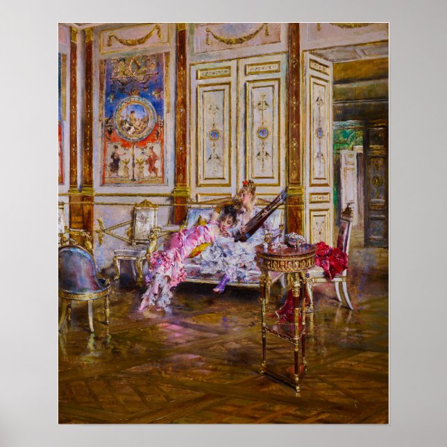 Boldini - Lute Player och en lyssnare Poster (Framsidan)