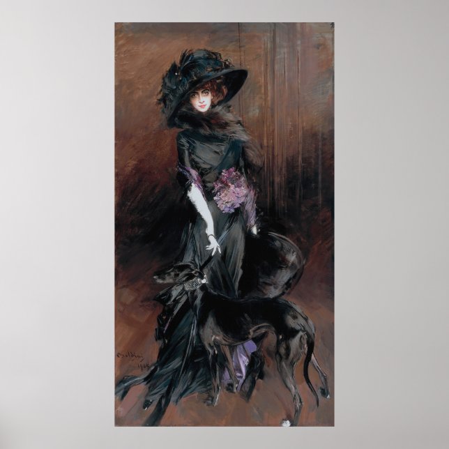 Boldini - Marchesa Luisa Casati med greyhound Poster (Framsidan)