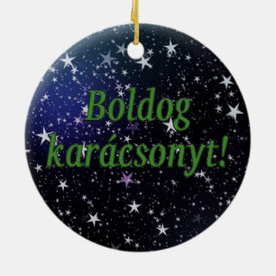 Boldog karácsonyt! God jul i ungersk gf Julgransprydnad Keramik