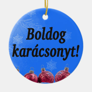Boldog karácsonyt! God jul i ungrarebf Julgransprydnad Keramik